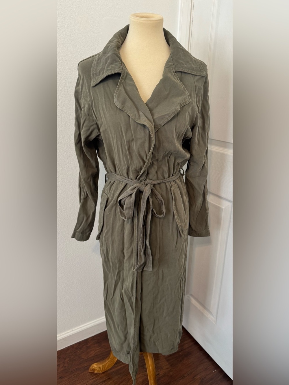 Rachel Pally Twill Trench Coat Olive Green NWT Duster Belted Jacket Size XS